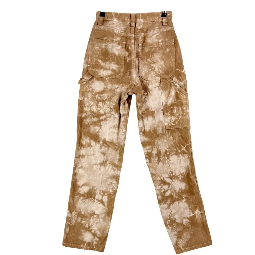 PACSUNDenim Carpenter Pants Tie Dye Brown Tan‎ Straight Leg Women - Picture 2 of 9
